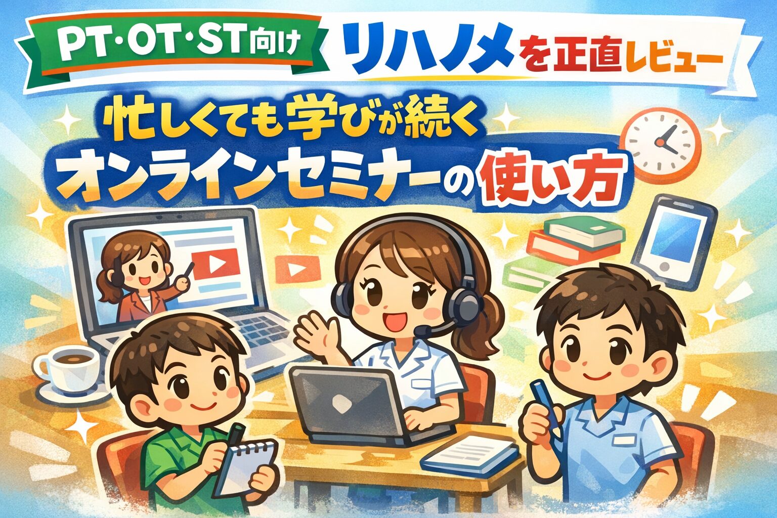 【PT・OT・ST向け】リハノメを正直レビュー｜忙しくても学びが続くオンラインセミナーの使い方
