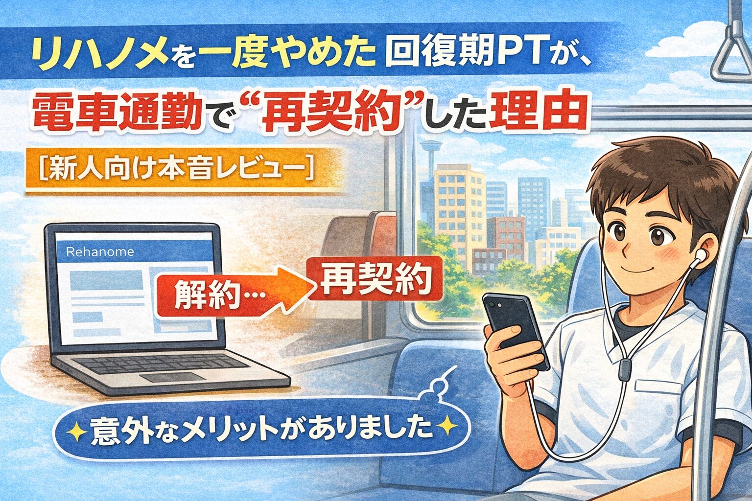 リハノメを一度やめた回復期PTが、電車通勤で“再契約”した理由【新人向け本音レビュー】