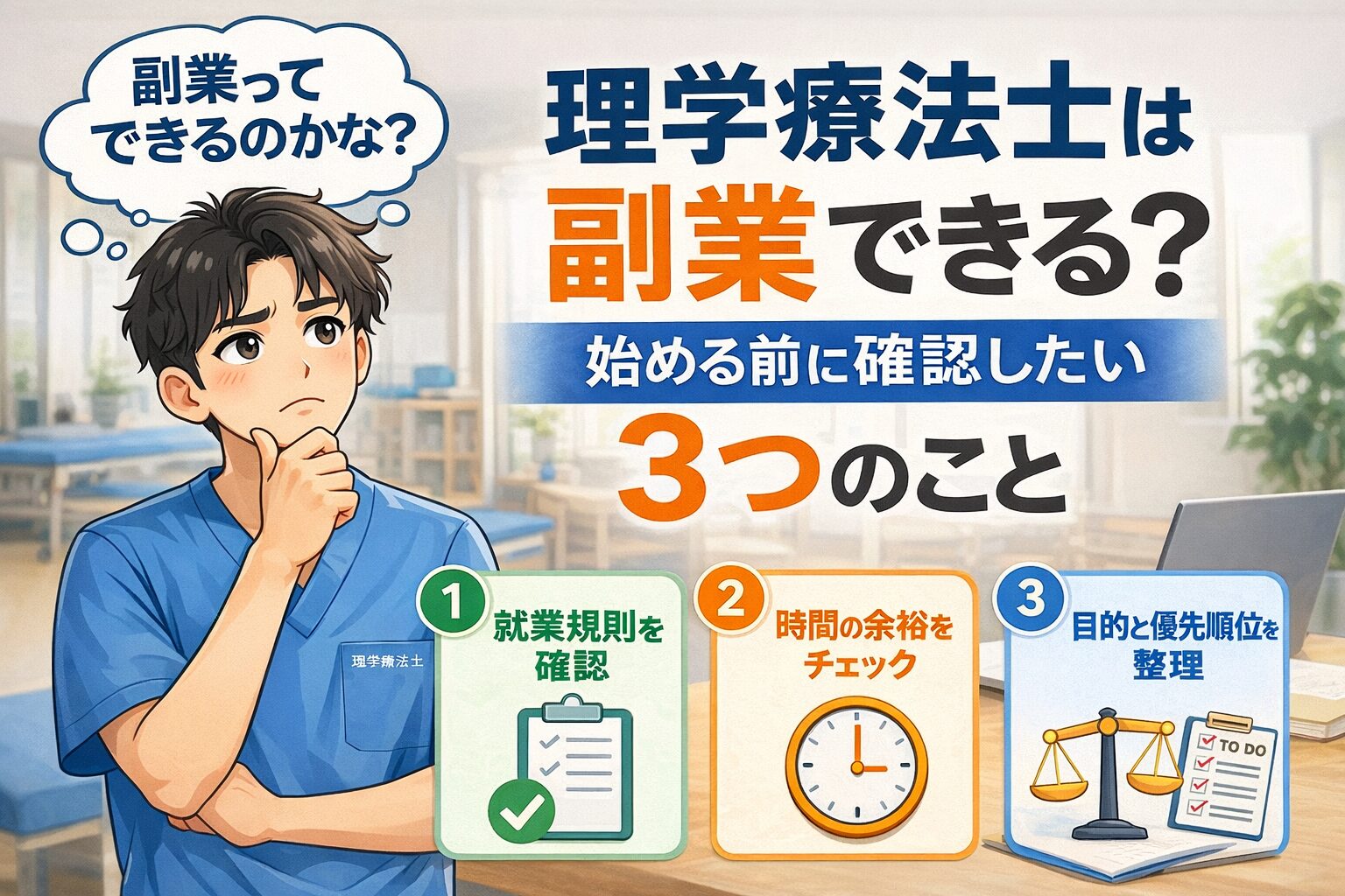 理学療法士は副業できる？始める前に確認したい3つのこと